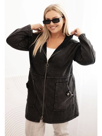 Dámská mikina Plus Size s kapucí a kapsami Black