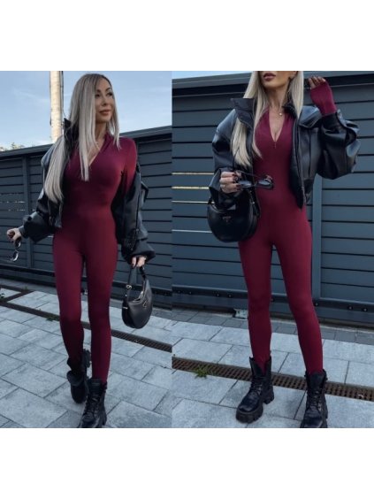 Vroubkovaný overal Musello Burgundy