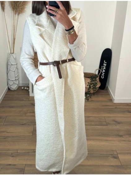 Dlouhá vesta s páskem