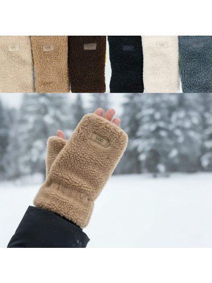 Chlupaté rukavice bez prstu Agnes