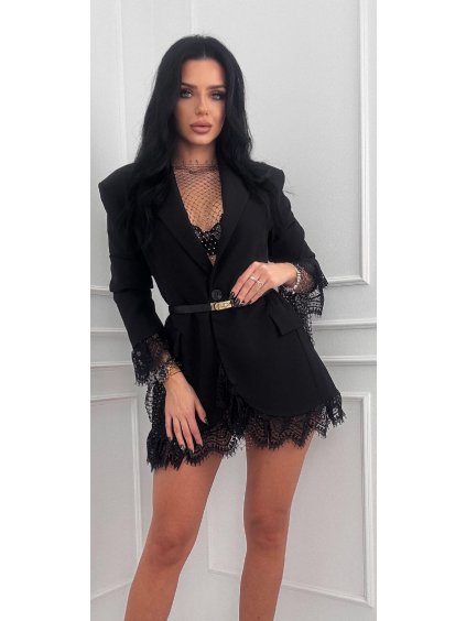 Luxusní sako s krajkou Black