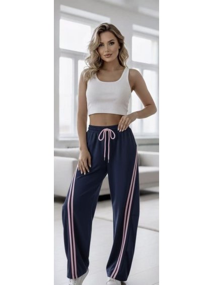 Dámské široké kalhoty s proužkem