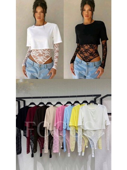 Krajkové body s krátkým tričkem