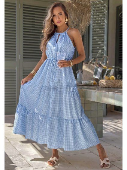 Letní midi šaty Vichy/barvy