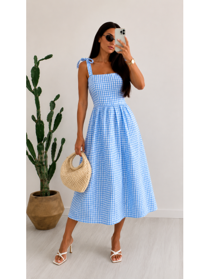 Kárované midi šaty Summer