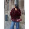 Dámský huňatý kabátek Burgundy