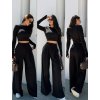 Dámský set crop top + volné kalhoty