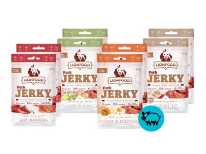 LIONFOOD Vepřové Jerky 7 + 1 ZDARMA