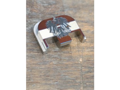 Zadní čelo závěru motiv Rakousko Orlice, anodizace Ti