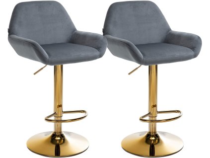 2er Set Barhocker Braga Gold Samt