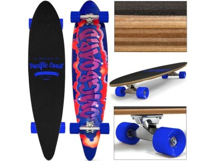 Longboard 112x 26 cm, modrá kolečka