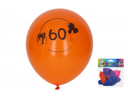 Balónek nafukovací 30 cm - sada 5ks, s číslem 60