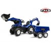 FALK Traktor šlapací New Holland T8 s nakladačem, rypadlem a maxi vlečkou