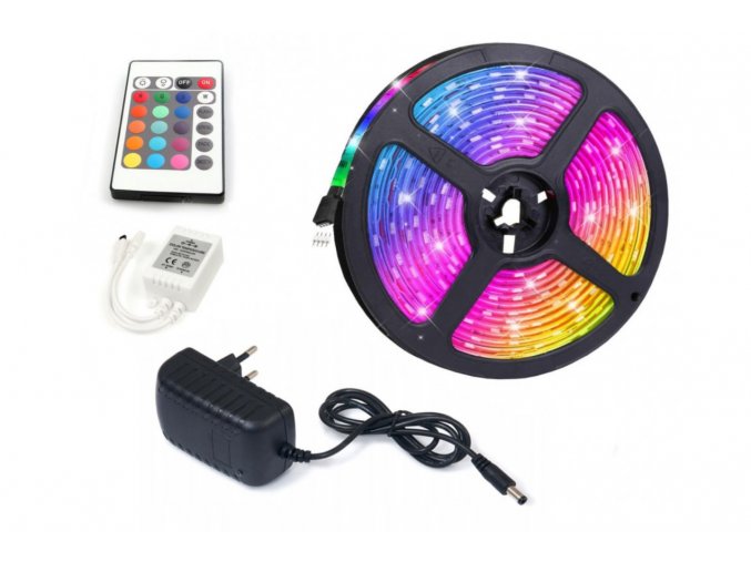 58677 led pasek rgb 5050 5m 30led m 36w 5m ip20 sada