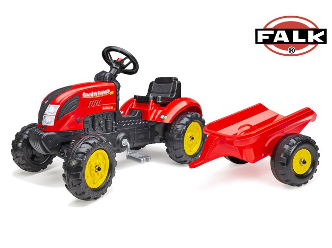 74744 falk slapaci traktor 2058l country farmer s vleckou cerveny