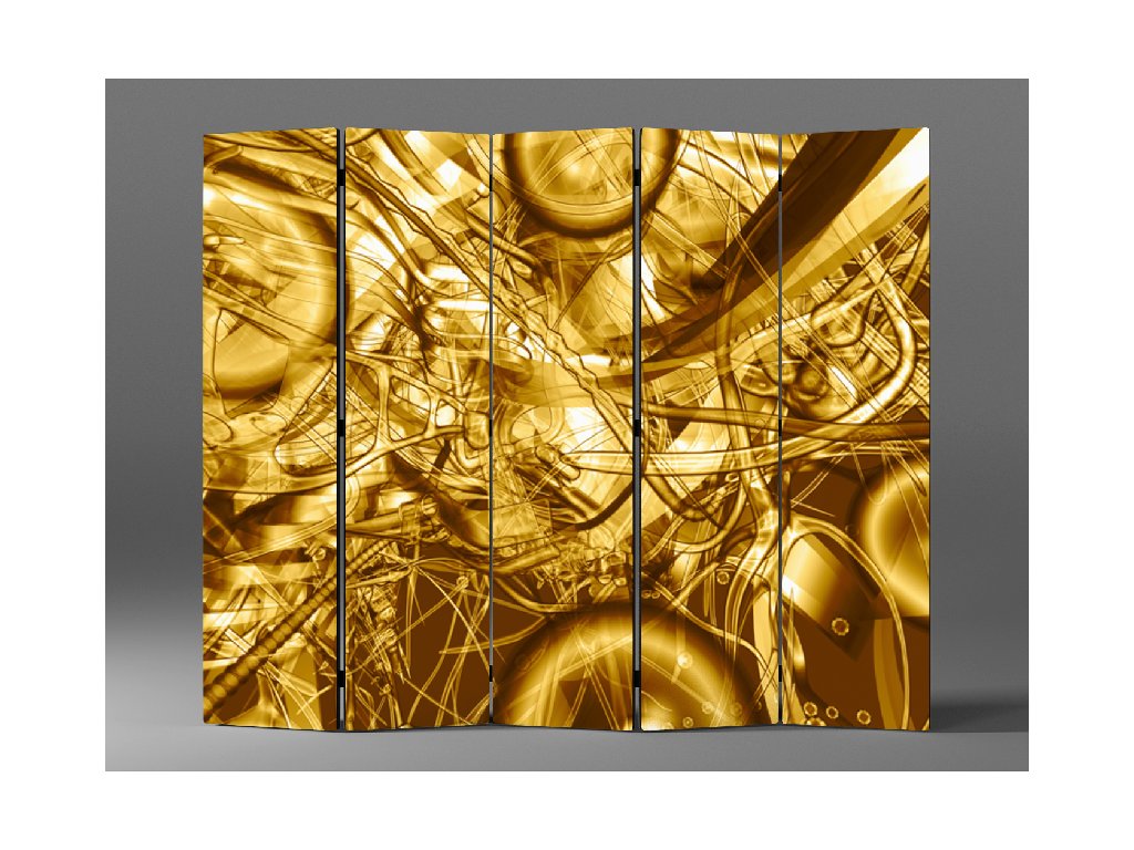 3D Paraván prostorová zlatá abstrakce 1