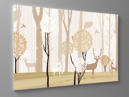 Abstraktní obraz jeleni a stromy 1