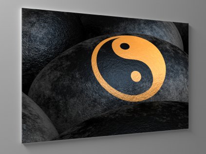 Obraz symbol jin jang na kameni 1