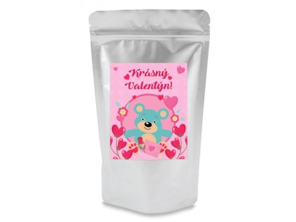 XXL medvidkovy caj krasny valentyn stribrny doypack