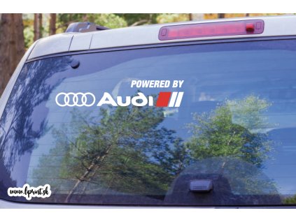 Powered by AUDI (Farba Brúsený Hliník, Rozmer 30x10)