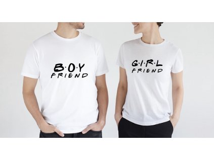 Tričká pre pár Boyfriend Girlfriend (Farba Čierna, Veľkosť dámska XXL, Veľkosť pánska XXXL)