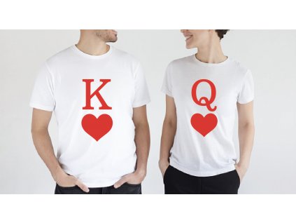 Tričká pre pár K+Q POKER (Farba Čierna, Veľkosť dámska XXL, Veľkosť pánska XL)