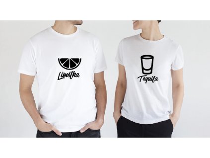 Tričká pre pár Tequila a Limetka (Farba Čierna, Veľkosť dámska XXL, Veľkosť pánska XL)