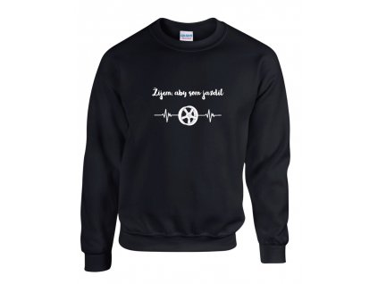 Pánska mikina bez kapucne - Žijem, aby som jazdil (ver2) (Farba Tmavozelená, Strih Slim, Veľkosť XXXL)