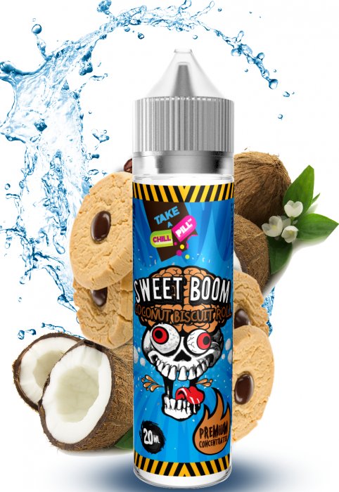 Fotografie PŘÍCHUŤ CHILL PILL SHAKE & VAPE: SWEET BOOM (KOKOSOVÁ COOKIE SUŠENKA) 12ML