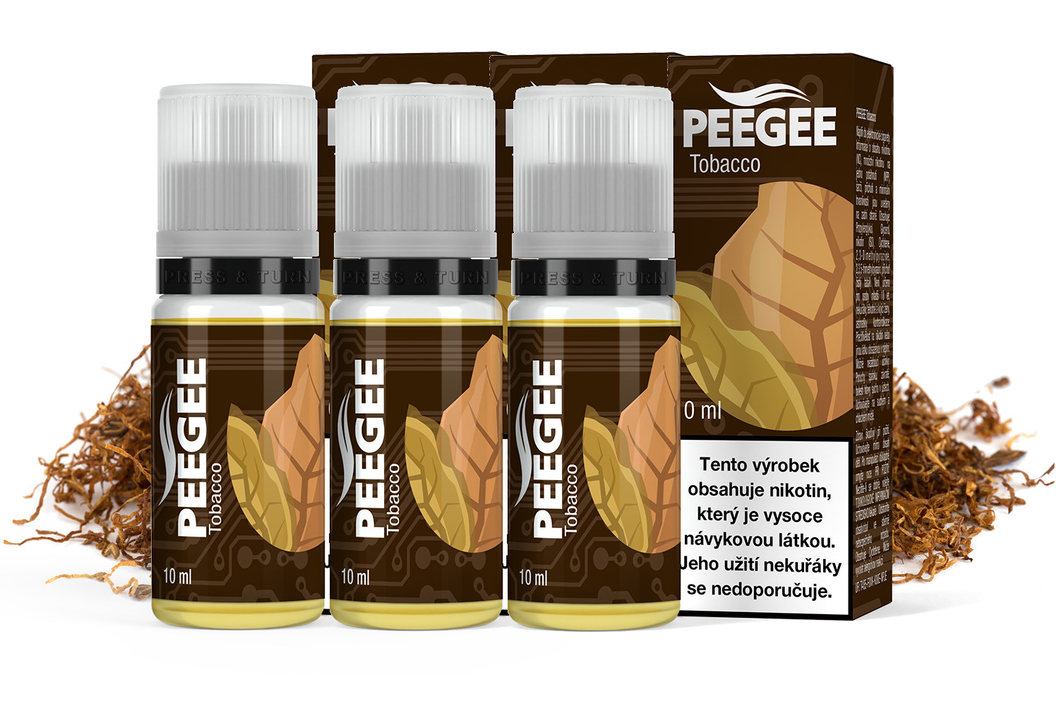PEEGEE - Čistý tabák (Tobacco) 3x10ml Obsah nikotinu: 12mg