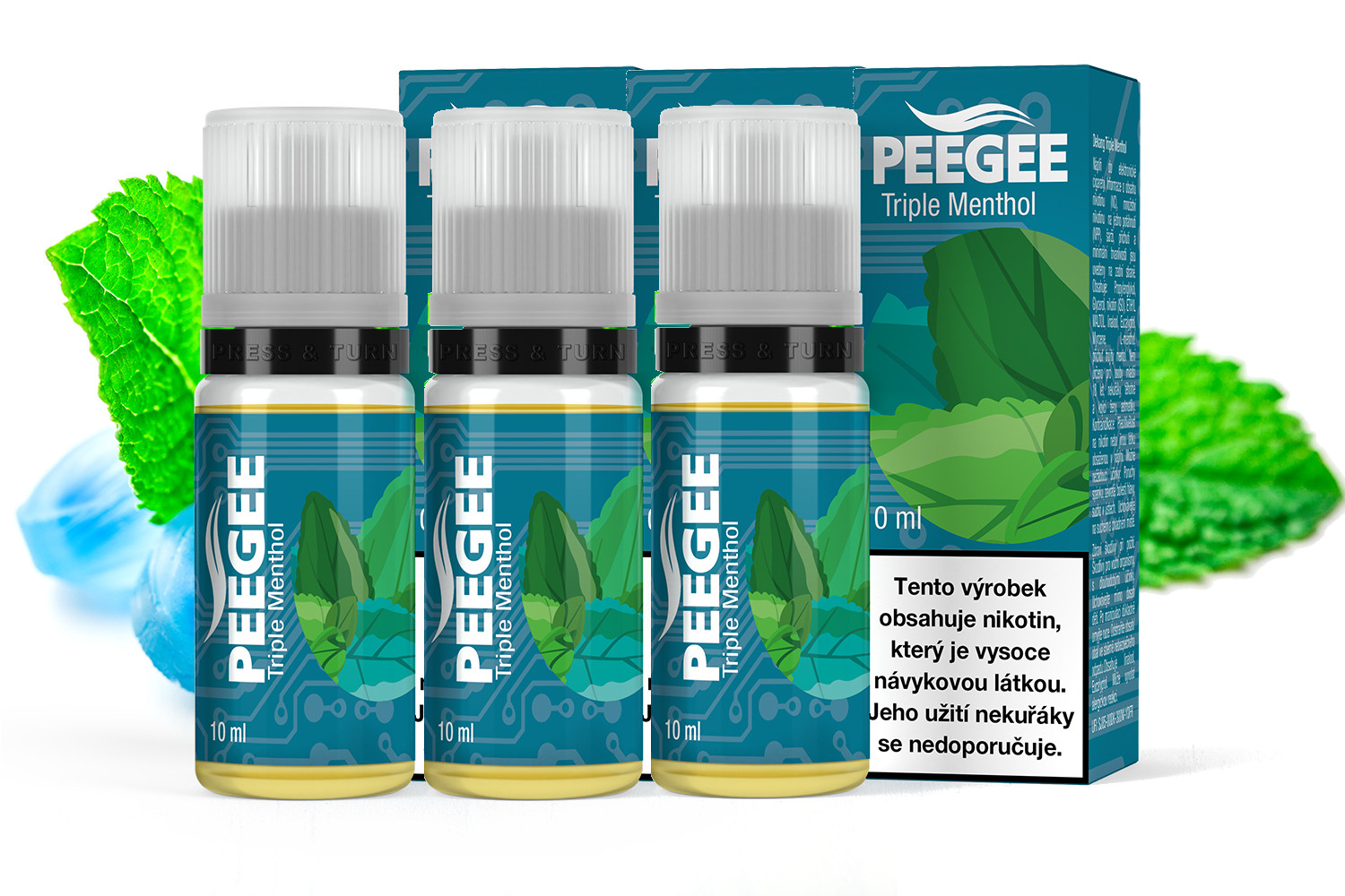 PEEGEE - Trojitý mentol (Triple Menthol) 3x10ml Obsah nikotinu: 6mg