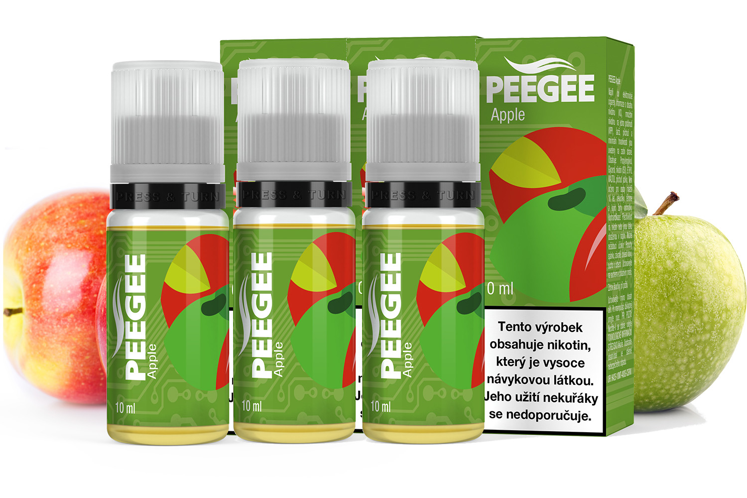 PEEGEE - Jablko (Apple) 3x10ml Obsah nikotinu: 12mg