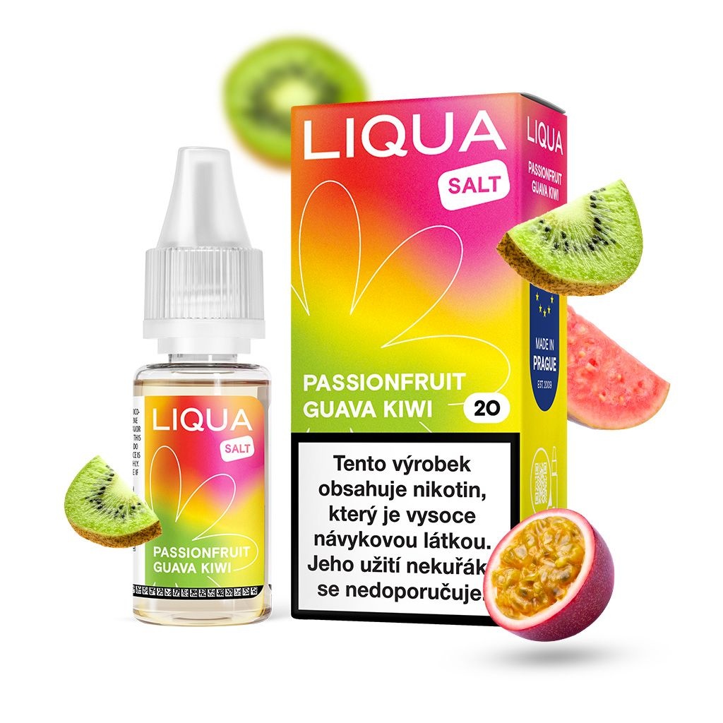 Liqua Salt - Passionfruit Guava Kiwi (Kiwi, marakuja a guava) 10ml Obsah nikotinu: 10mg
