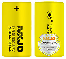 Technické parametry a rozměry MXJO 18350 baterie