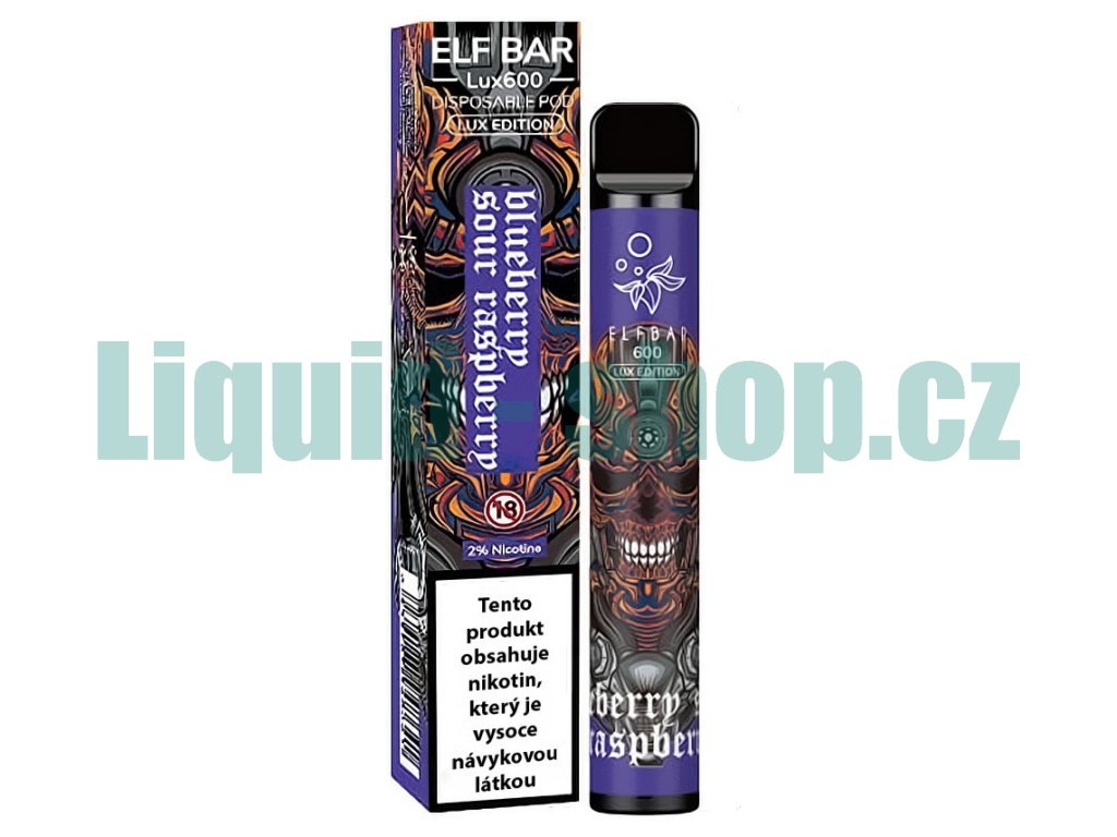 Elf Bar 600 Lux Edition - 20mg - Blueberry Sour Raspberry (Borůvka s malinou), produktový obrázek.