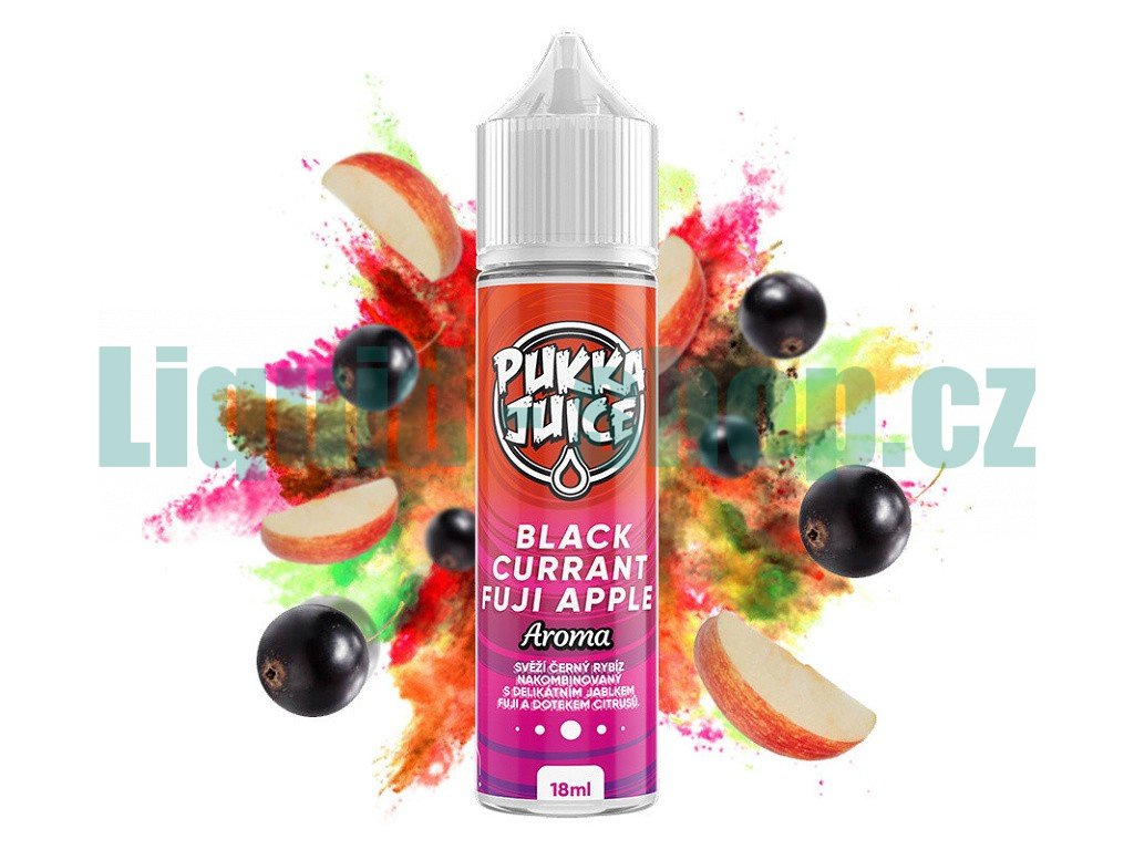Pukka Juice - Shake & Vape - Blackcurrant Fuji Apple (Černý rybíz a jablko fuji) - 18ml, produktový obrázek.