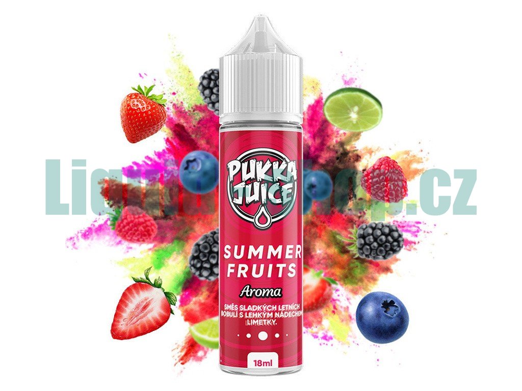 Pukka Juice - Shake & Vape - Summer Fruits (Bobulovitá směs s limetkou) - 18ml, produktový obrázek.