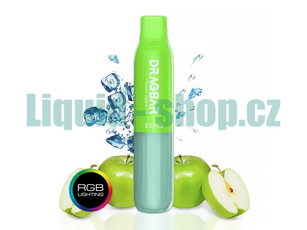 ZOVOO Dragbar 600 - 20mg - Green Apple ICE (Svěží zelené jablko), produktový obrázek.