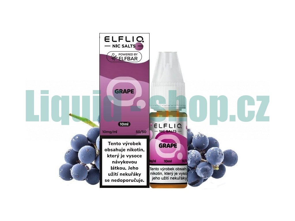 Elf Bar Elfliq - Salt e-liquid - Grape - 10ml - 10mg, produktový obrázek.