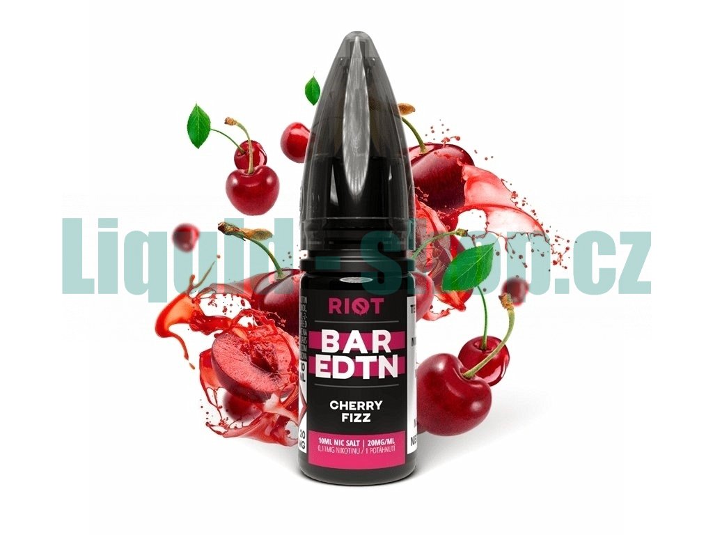 Riot BAR EDTN - Salt e-liquid - Cherry Fizz - 10ml - 20mg, produktový obrázek.