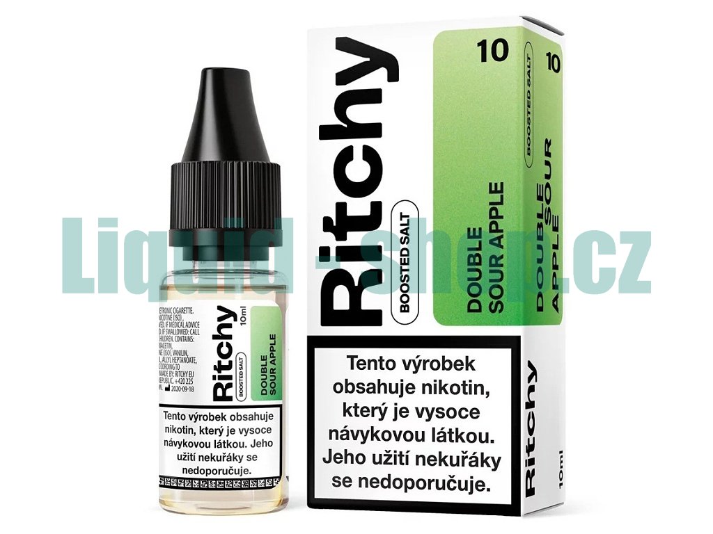 Ritchy - Salt e-liquid - Double Sour Apple - 10ml - 10mg, produktový obrázek.