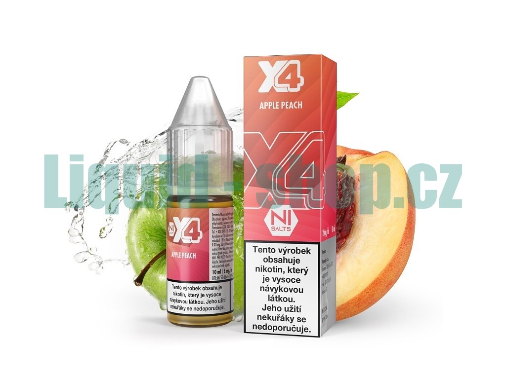 X4 Bar Juice Salt - E-liquid - Apple Peach (Jablko s broskví) - 20mg, produktový obrázek.