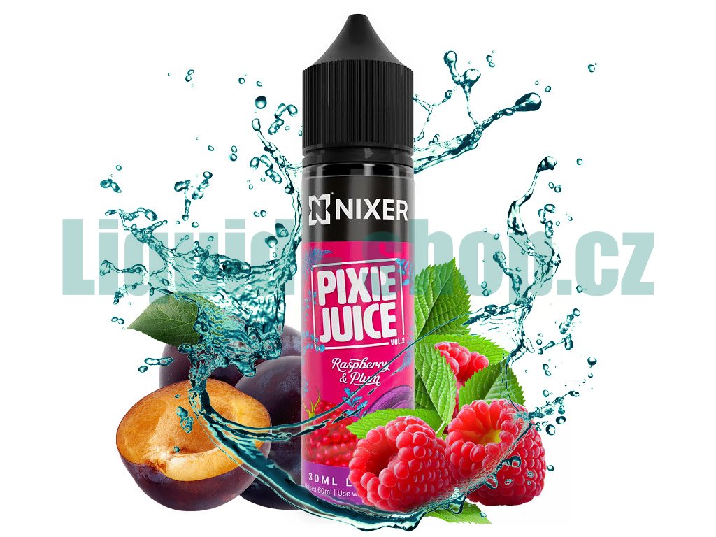 Nixer PIXIE Juice - S&V - Raspberry & Plum - 10ml, produktový obrázek.