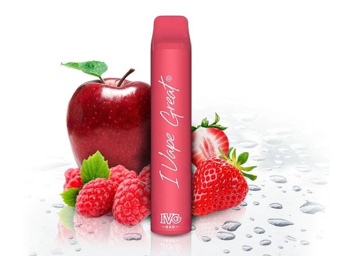 IVG Bar Plus + - Jahoda s malinami a růžovým jablkem (Strawberry Raspberry Pink Apple), produktový obrázek.