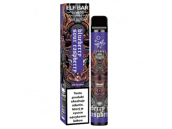 Elf Bar 600 Lux Edition - 20mg - Blueberry Sour Raspberry (Borůvka s malinou), produktový obrázek.