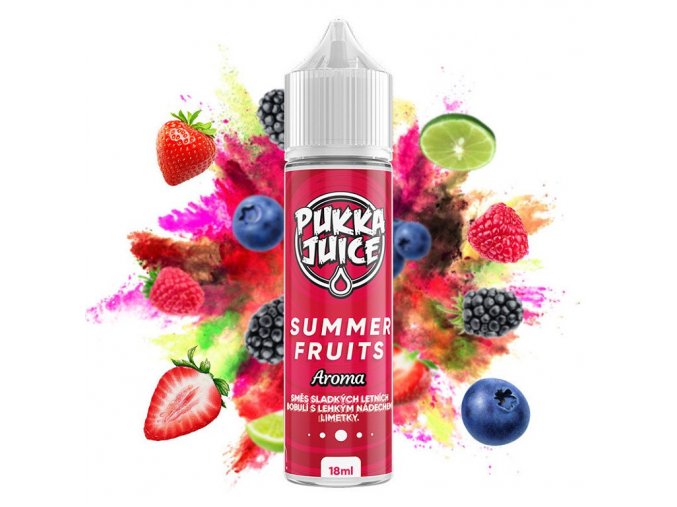 Pukka Juice - Shake & Vape - Summer Fruits (Bobulovitá směs s limetkou) - 18ml, produktový obrázek.