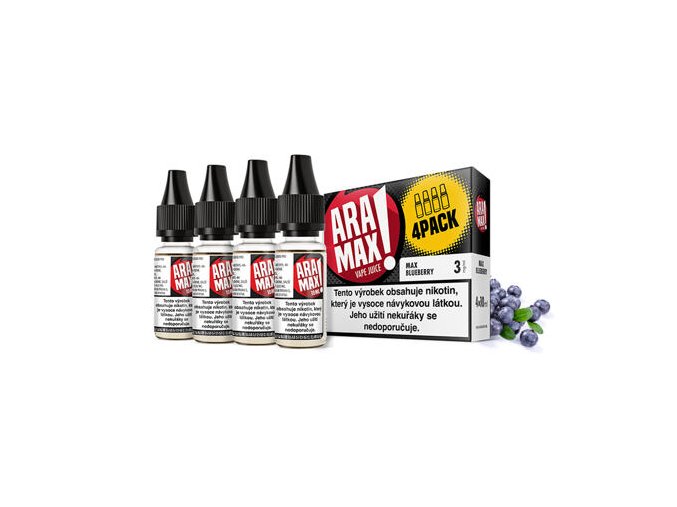 E-liquid Aramax 4x10ml / 3mg: Borůvka (Max Blueberry)