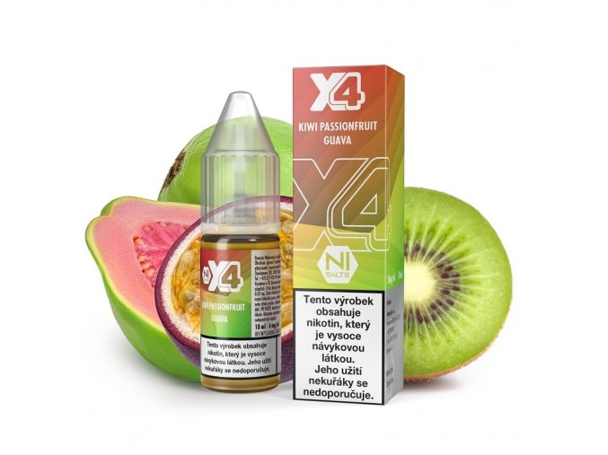X4 Bar Juice Salt - E-liquid - Kiwi Passionfruit Guava (Kiwi, marakuja a guava) - 10mg, produktový obrázek.
