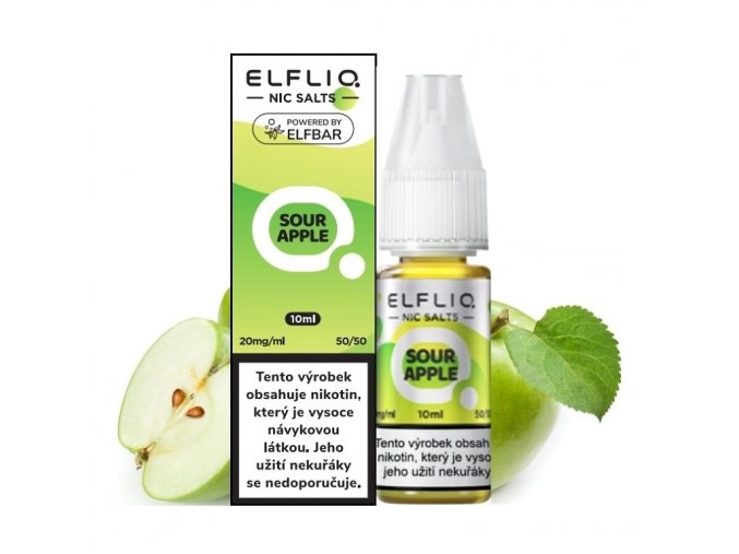 Elf Bar Elfliq - Salt e-liquid - Sour Apple - 10ml - 20mg, produktový obrázek.