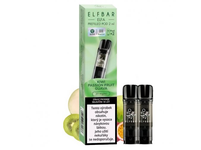 Elf Bar ELFA Pod - přednaplněná Cartridge - Kiwi Passion Fruit Guava - 20mg - 2ks, produktový obrázek.